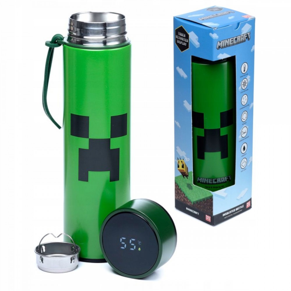 Minecraft termos bidon butelka termicza wyświetlacz temperatury 450ml